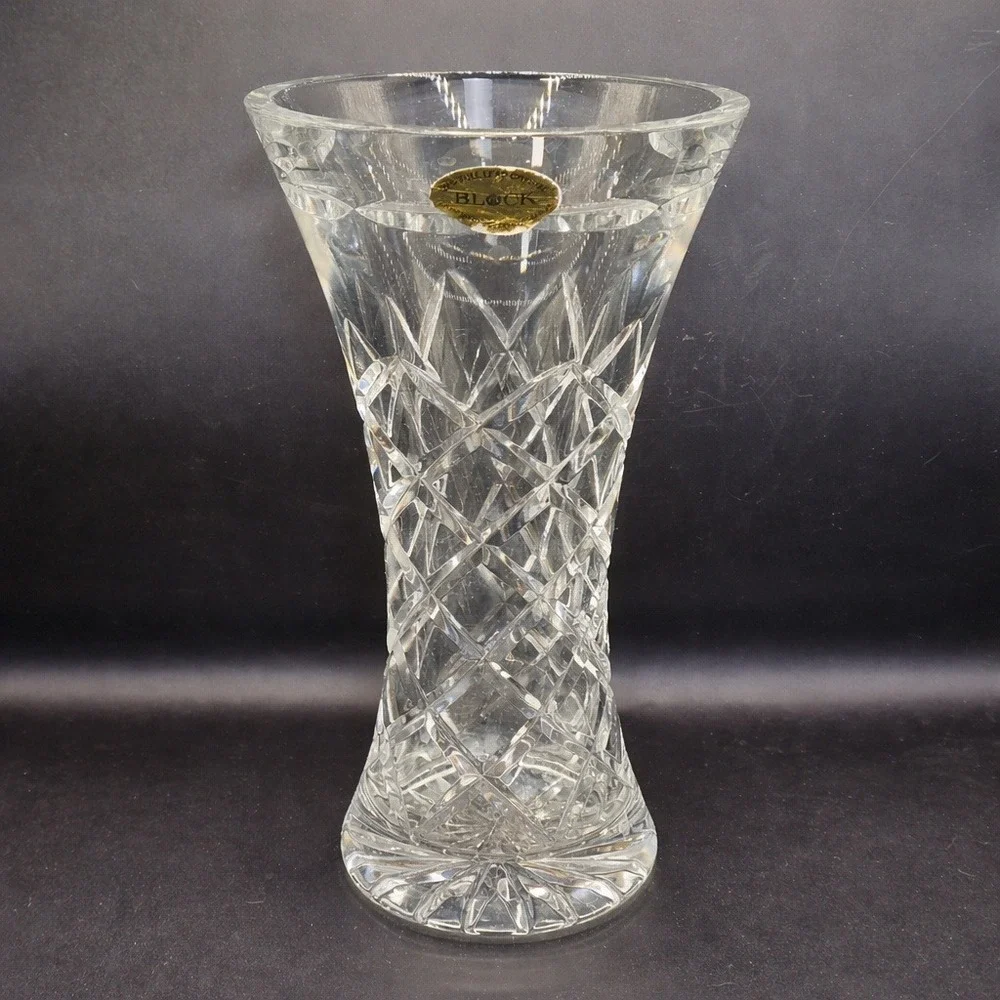 Vintage Block Czech Lead Crystal Vase 9